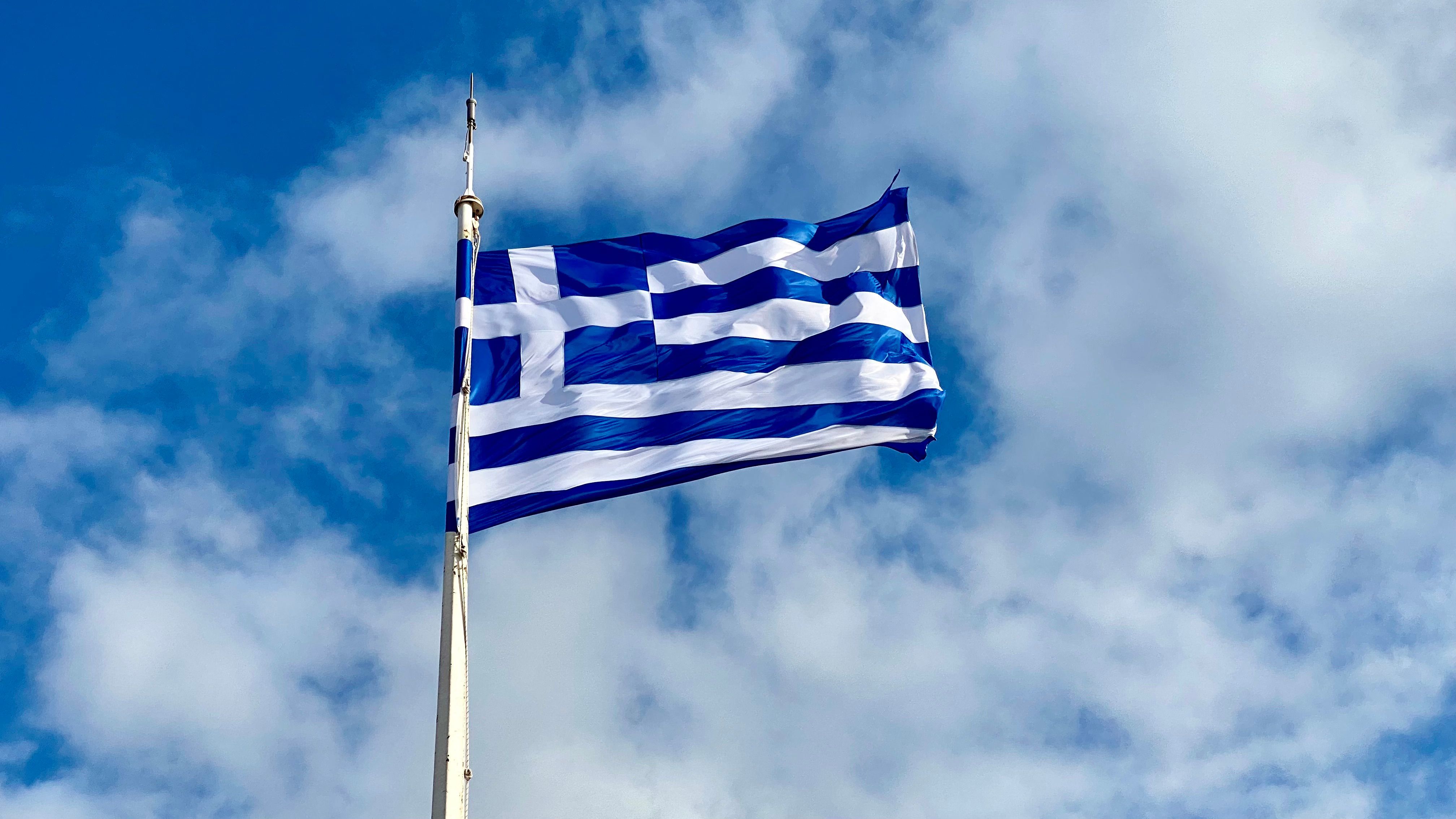 Griechische Flagge auf der Akropolis
